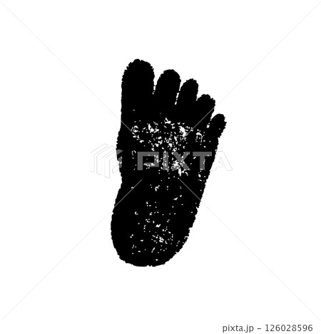 スタンプ風テクスチャのリアルな足の裏シルエットアイコン 126028596