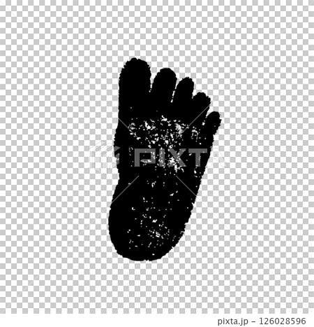 スタンプ風テクスチャのリアルな足の裏シルエットアイコン 126028596
