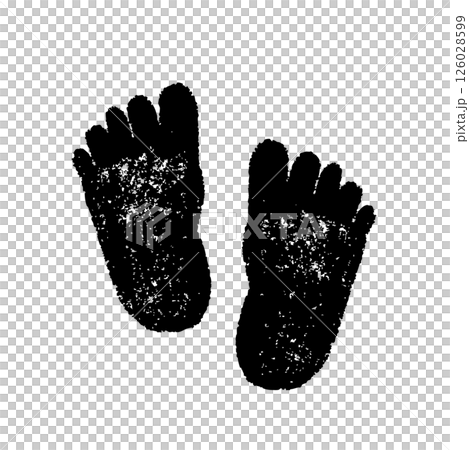 足跡印章，腳底的逼真輪廓（白色背景） 126028599