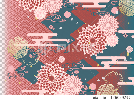 Gorgeous Japanese pattern New Year's card template 126029297