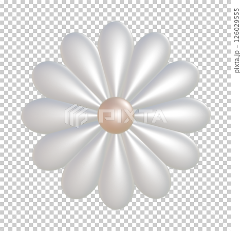 12-petal white flower 3DCG illustration of a pearl-textured flower 126029555