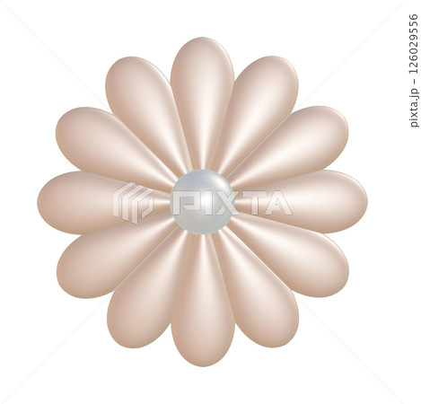 12枚の花びらのピンクのフラワー パールの質感の花の3DCGイラスト 126029556