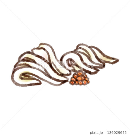 イカの刺身とイクラのイラスト(墨絵風) イカの刺身とイクラのイラスト(墨絵風) 126029653
