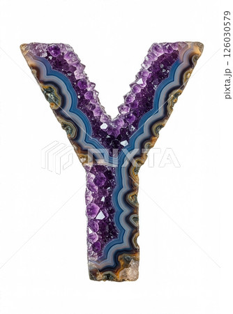 Crystalline Amethyst Geode Letter Typography  Y 126030579