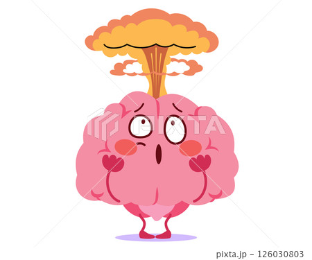 Exploding Brain with Fumes Blown Mind Concept Cartoon Vector Illustration 126030803