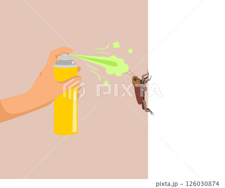 Insecticide Spray on Cockroach Cartoon Vector Illustration 126030874