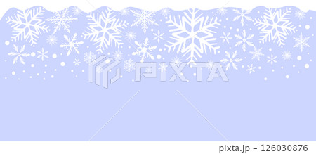 Blue Snow Banner with Falling Snowflakes Cartoon Vector Illustration 126030876