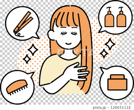 一個女人做頭髮護理的插圖 126031118