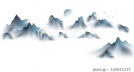 Modern design vector illustration of beautiful Chinese ink landscape painting. 126031237