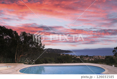 poolside in Le Lavandou, French Riviera, Var, France poolside in Le Lavandou, French Riviera, Var, France 126031585
