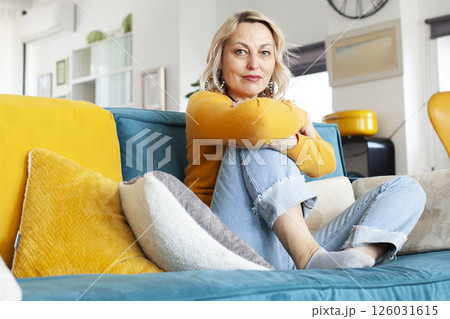 an adult woman working in home interior, lifestyle people concept 126031615