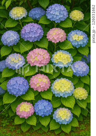 色んな色合いの紫陽花 色んな色合いの紫陽花 126031662
