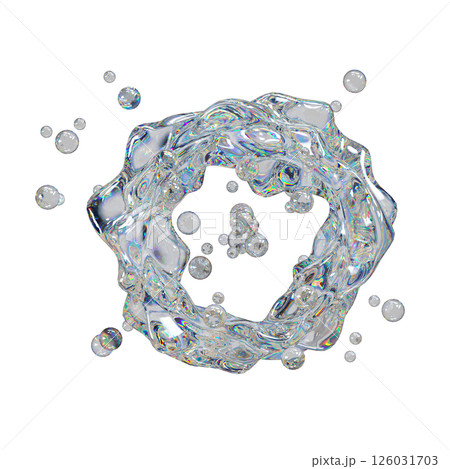 Transparent Multicolored Liquid Waving Surface With Bubbles Transparent Multicolored Liquid Waving Surface With Bubbles 126031703