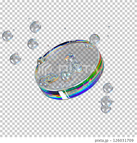Metaball Liquid Transparent Iridescent Blobs With Rotating Disc. 126031709