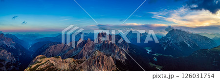 Panorama National Nature Park Tre Cime In the Dolomites Alps. Beautiful nature of Italy. 126031754