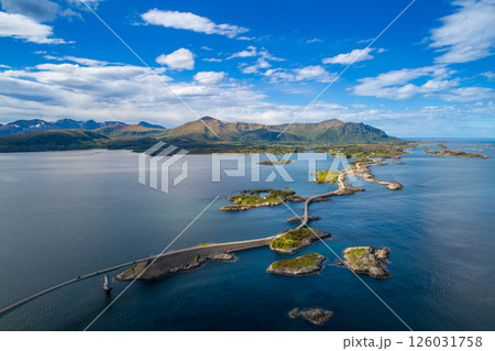 Atlantic Ocean Road aerial photography, Norway. 126031758