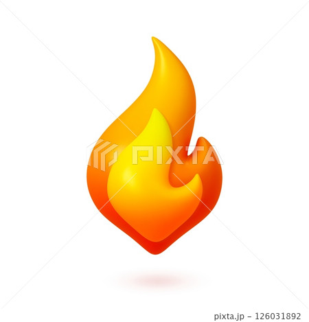 Render 3d fire symbol. Classic shape flame design. Isolated campfire, gas power energy icon. Hot tasty or warm danger, for ad banners web, vector element Render 3d fire symbol. Classic shape flame design. Isolated campfire, gas power energy icon. Hot tasty or warm danger, for ad banners web, vector element 126031892