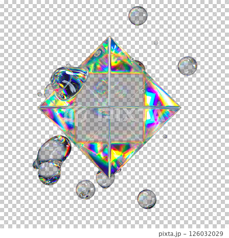 Metaball Liquid Transparent Iridescent Blobs With Rotating Octagon. Metaball Liquid Transparent Iridescent Blobs With Rotating Octagon. 126032029