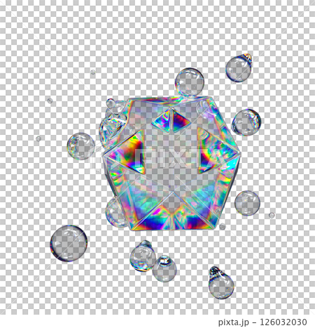 Metaball Liquid Transparent Iridescent Blobs With Rotating Octagon. Metaball Liquid Transparent Iridescent Blobs With Rotating Octagon. 126032030