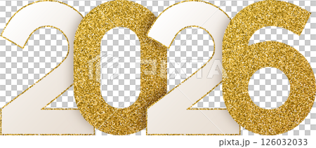 Glitter Gold White 2026 New Year 126032033