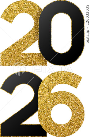 Glitter Gold Black 2026 New Year 126032035