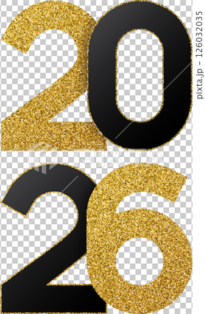 Glitter Gold Black 2026 New Year 126032035
