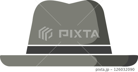 Simple Gray Fedora Hat Illustration with Darker Band Simple Gray Fedora Hat Illustration with Darker Band 126032090