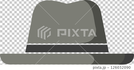 Simple Gray Fedora Hat Illustration with Darker Band Simple Gray Fedora Hat Illustration with Darker Band 126032090