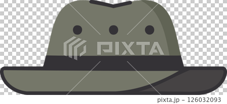 Simple Olive Green Outback Hat Illustration with Dark Band and Vents 126032093