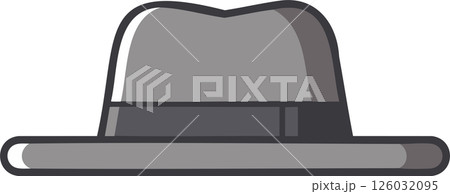 Simple Dark Gray Fedora Hat Illustration with Lighter Band 126032095
