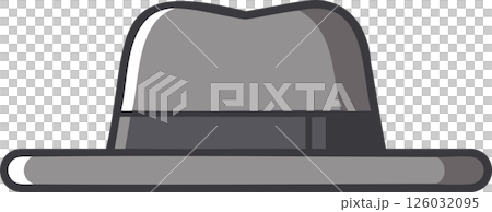 Simple Dark Gray Fedora Hat Illustration with Lighter Band 126032095