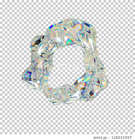 Abstract 3D glass ring with iridescent surface, liquid flow, waving shape. Transparent torus blob with colorful reflections. Ideal for modern digital design or futuristic art. Abstract 3D glass ring with iridescent surface, liquid flow, waving shape. Transparent torus blob with colorful reflections. Ideal for modern digital design or futuristic art. 126032097