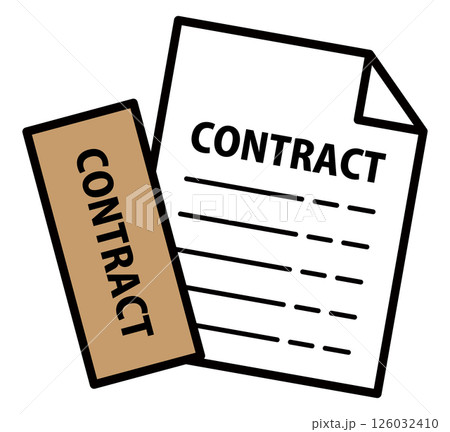 契約書のイラスト 書類 イメージ シンプル おしゃれ 封筒付き 126032410