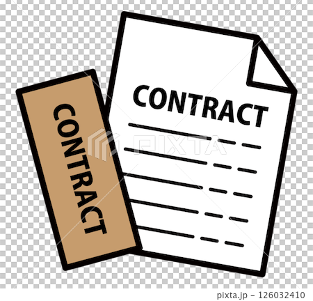 契約書のイラスト 書類 イメージ シンプル おしゃれ 封筒付き 126032410