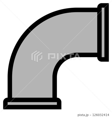 配管用継手のイラスト ヘルール付 90°エルボ サニタリー継手 線画 色付き 配管用継手のイラスト ヘルール付 90°エルボ サニタリー継手 線画 色付き 126032414