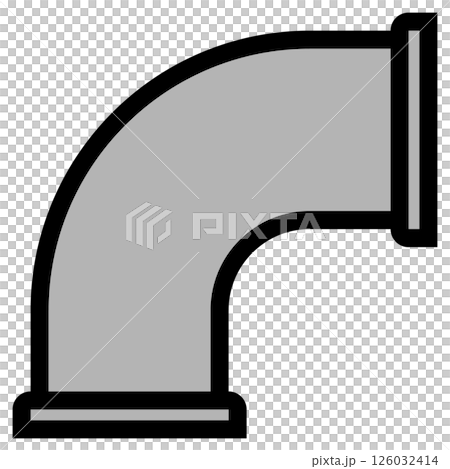 配管用継手のイラスト ヘルール付 90°エルボ サニタリー継手 線画 色付き 配管用継手のイラスト ヘルール付 90°エルボ サニタリー継手 線画 色付き 126032414