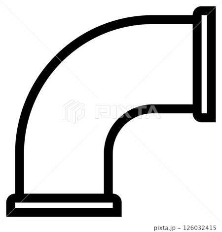 配管用継手のイラスト ヘルール付 90°エルボ サニタリー継手 線画 モノクロ 配管用継手のイラスト ヘルール付 90°エルボ サニタリー継手 線画 モノクロ 126032415