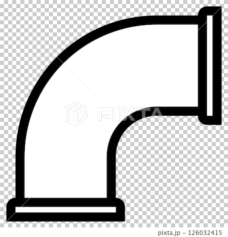 配管用継手のイラスト ヘルール付 90°エルボ サニタリー継手 線画 モノクロ 配管用継手のイラスト ヘルール付 90°エルボ サニタリー継手 線画 モノクロ 126032415