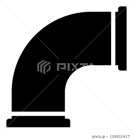 配管用継手のイラスト ヘルール付 90°エルボ サニタリー継手 シルエット 配管用継手のイラスト ヘルール付 90°エルボ サニタリー継手 シルエット 126032417