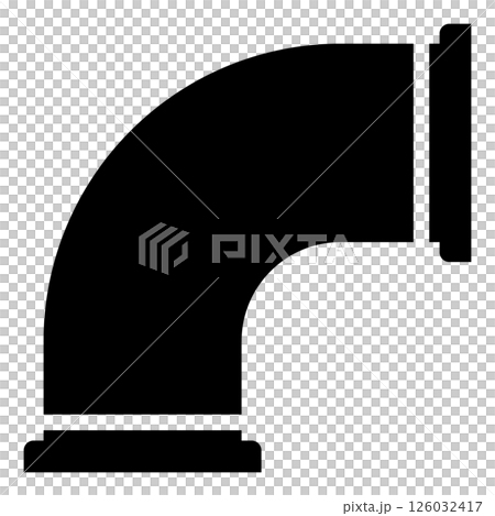 配管用継手のイラスト ヘルール付 90°エルボ サニタリー継手 シルエット 配管用継手のイラスト ヘルール付 90°エルボ サニタリー継手 シルエット 126032417