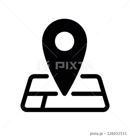 Location Pin Icon on a Simplified Map Grid with Black Marker Dot Location Pin Icon on a Simplified Map Grid with Black Marker Dot 126032531