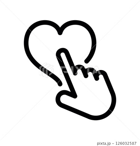 Hand Cursor Clicking on a Heart Icon 126032587
