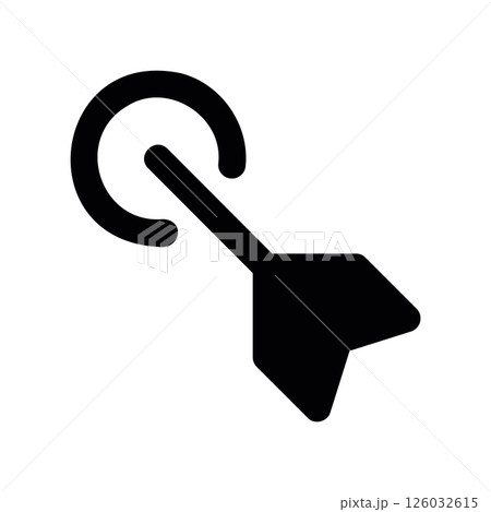 Target indicator symbol showing a dart or arrow hitting the center point 126032615