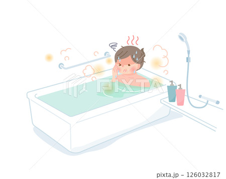 お風呂でのぼせてしまった太った中年女性 126032817