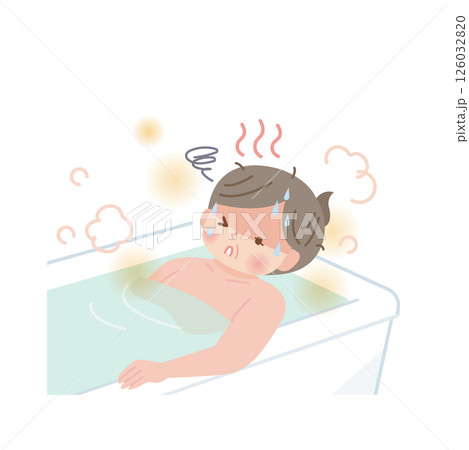 お風呂でのぼせてしまった太った中年女性 126032820