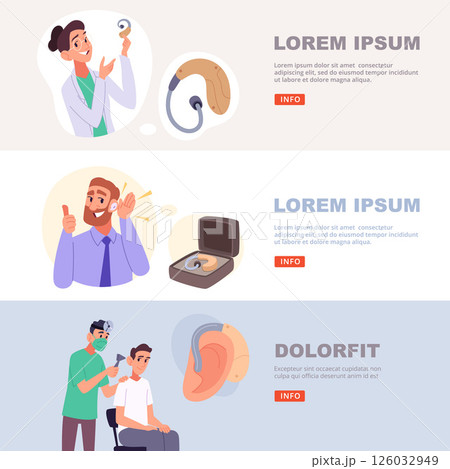Hearing aid. smart gadget for deaf people. medical treatment banners 126032949