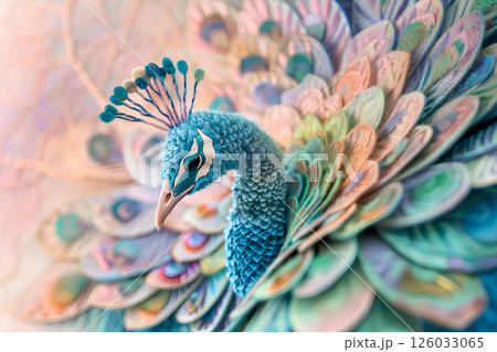 夢色の羽をひろげている孔雀(ファンタジーイラスト) 夢色の羽をひろげている孔雀(ファンタジーイラスト) 126033065