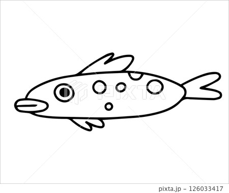funny fish, vector illustration in doodle style coloring book 126033417