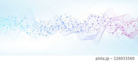 Colorful molecules background with DNA helix, DNA strand, DNA Test. Molecule or atom, neurons. Abstract structure for science, healthcare or medical background, banner. Scientific vector illustration Colorful molecules background with DNA helix, DNA strand, DNA Test. Molecule or atom, neurons. Abstract structure for science, healthcare or medical background, banner. Scientific vector illustration 126033560