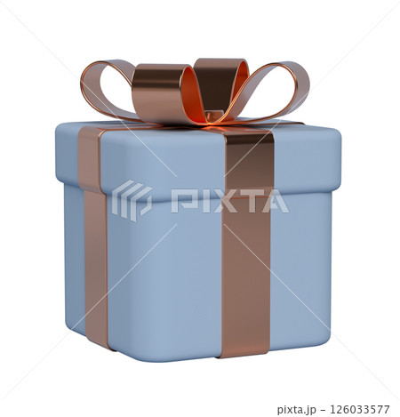 3d gift box with copper bow 3d gift box with copper bow 126033577